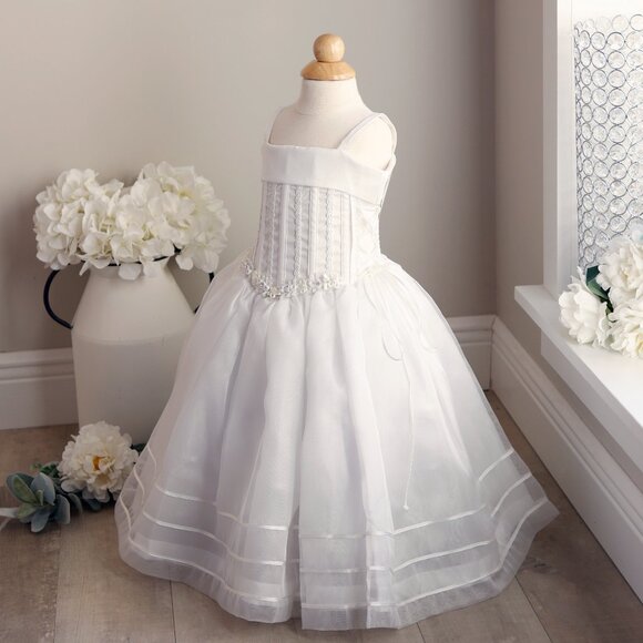 White Flower Girl Dress Formal Special Occasion Princess Gown RARE ITEM UNIQUE - Picture 3 of 12